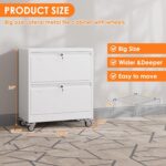 Aobabo Metal 2 Drawer Lateral File Mobile Cabinet With 2 Lock, File Cabinet With Wheels And Adjustable File Bars For Office,Home, For Letter Legal Size,White, Assembly Required - Image 3