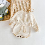 Girl Baby Knitted Hollow Waist Girdle Long Sleeves Harpy Dress Triangle - Image 4