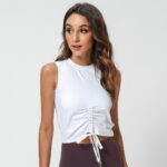 Summer And Autumn New Products Yoga Vest Women Lace-Up Drawstring Fitness Vest Running Sports T-Shirt Without Chest Pad
