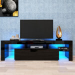 Modern Black TV Stand  20 Colors LED TV Stand W Remote Control Lights - Image 6