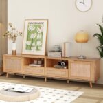 Rattan TV Stand For TVs Up To 85'', Modern Farmhouse Media Console Center - Image 8