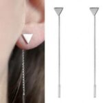 New Arrivals Hottest Fashion Brincos Oorbellen Bijoux Geometric Triangle Metal Rod Chain Tassel Drop Earrings Women Jewelry - Image 2