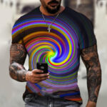 Men's Black Tech 3D Printed Short Sleeve T-Shirt - Image 6