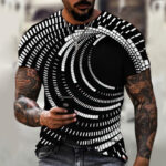 Men's Black Tech 3D Printed Short Sleeve T-Shirt - Image 2