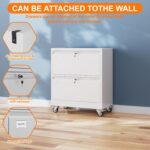 Aobabo Metal 2 Drawer Lateral File Mobile Cabinet With 2 Lock, File Cabinet With Wheels And Adjustable File Bars For Office,Home, For Letter Legal Size,White, Assembly Required - Image 2