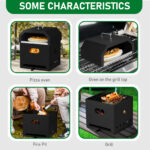 Black, Square Pizza Oven With Handle, Iron Charcoal Oven - Image 9