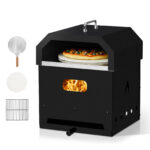 Black, Square Pizza Oven With Handle, Iron Charcoal Oven - Image 8