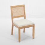 Farmhouse Rattan Dining Chairs Set Of 2, Mid Century Modern Kitchen & Dining Room Chairs, Cane Upholstered Kitchen Side Chair With Natural Hardwood Frame, Beige - Image 2