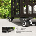 Pool Float Storage Organizer, PE Rattan Pool Float Holder With Basket Shelf Towel Bars, Rolling Pool Caddy For Floaties, Noodles, Life Vests, Beach Balls, Brown - Image 2