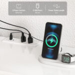 TV Stand Center for 55" with LED Lights and Power Outlets TV Television Cabinet with Adjustable Shelves High Gloss - Image 3