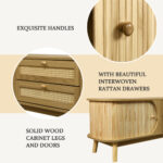 Rattan TV Stand For TVs Up To 75'', Modern Farmhouse Media Console, Entertainment Center With Solid Wood Legs, TV Cabinet For Living Room,Home Theatre - Image 3