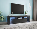 Modern Black TV Stand  20 Colors LED TV Stand W Remote Control Lights