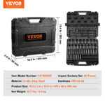 VEVOR Drive Impact Socket Set 6 Point Cr-Mo Alloy Steel For Auto Repair, Includes Extension Bars Universal Joint Adapter Lock Storage Case - Image 4