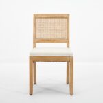 Farmhouse Rattan Dining Chairs Set Of 2, Mid Century Modern Kitchen & Dining Room Chairs, Cane Upholstered Kitchen Side Chair With Natural Hardwood Frame, Beige - Image 4
