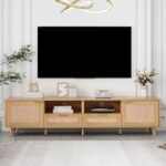 Rattan TV Stand For TVs Up To 85'', Modern Farmhouse Media Console Center - Image 6