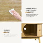 Rattan TV Stand For TVs Up To 75'', Modern Farmhouse Media Console, Entertainment Center With Solid Wood Legs, TV Cabinet For Living Room,Home Theatre - Image 5