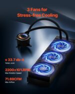 CPU Liquid Cooler AIO CPU Water Cooler With 3 PWN Fans(120 Mm) Intel AMD - Image 3