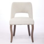 Wooden Dining Chairs Set Of 2, Modern Fabric Upholstered Dining Room Chair Kitchen Chairs, Farmhouse Dinner Chair For Kitchen Dining Room, Beige - Image 5
