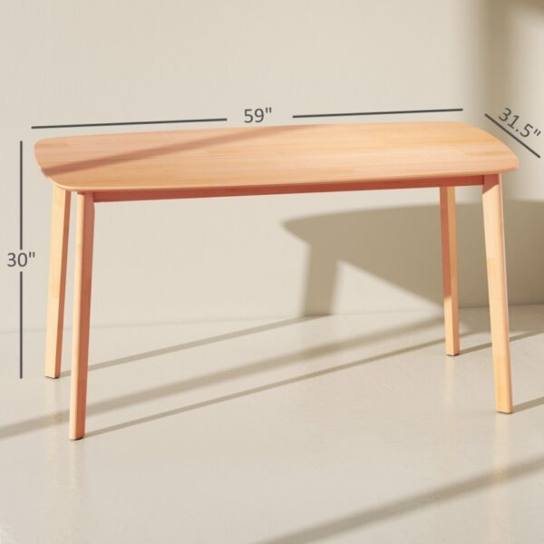 Pine Wood Dining Table For 6, 59 Rustic Rectangular Kitchen Table With Large Tabletop For Dining Room, Natural