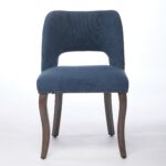 Wooden Dining Chairs Set Of 2, Modern Fabric Upholstered Dining Room Chair Kitchen Chairs, Farmhouse Dinner Chair For Kitchen Dining Room, Blue