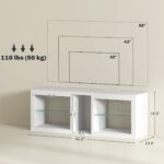 TV Stand Center for 55" with LED Lights and Power Outlets TV Television Cabinet with Adjustable Shelves High Gloss - Image 8