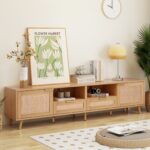 Rattan TV Stand For TVs Up To 85'', Modern Farmhouse Media Console Center - Image 3