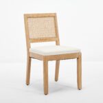 Farmhouse Rattan Dining Chairs Set Of 2, Mid Century Modern Kitchen & Dining Room Chairs, Cane Upholstered Kitchen Side Chair With Natural Hardwood Frame, Beige - Image 5