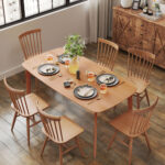 Pine Wood Dining Table For 6, 59 Rustic Rectangular Kitchen Table With Large Tabletop For Dining Room, Natural - Image 3